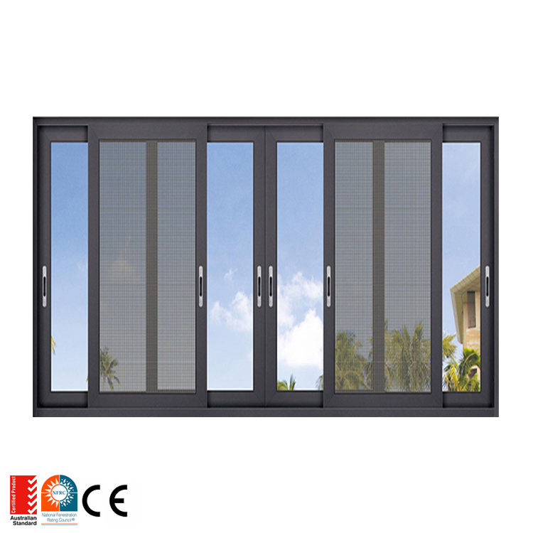Estándar Australiano Precio Razonable Diseño Moderno Ventana de Doble Cristal Ventana de Aluminio Corredera Horizontal para Balcón