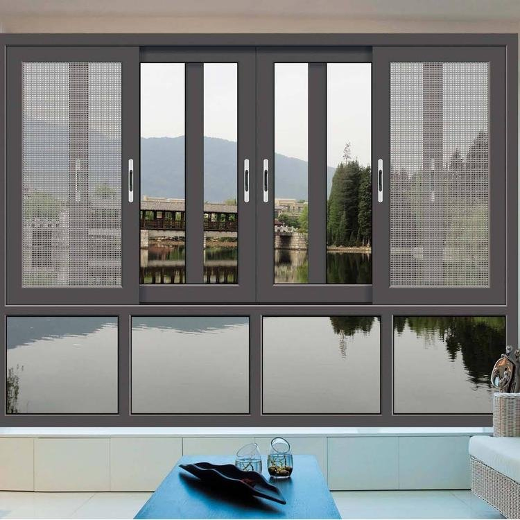 Ventanas de vidrio deslizantes de aluminio negro con marco delgado de forma especial a prueba de agua