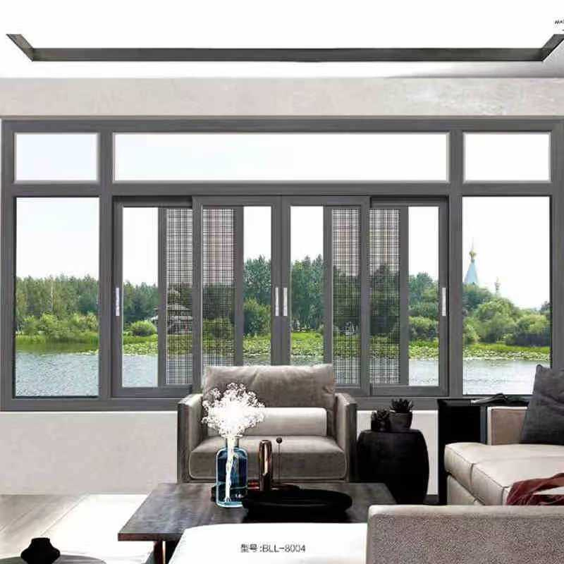 Ventanas deslizantes colgantes de aluminio, fabricadas en fábrica, muy populares, con vidrio de alta calidad que aísla del sonido y del calor