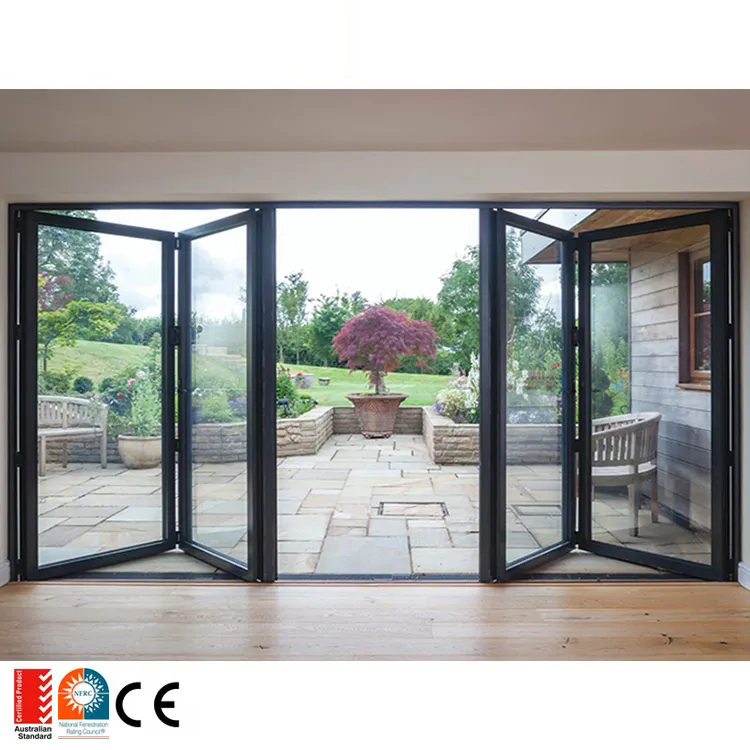 Fabricación de aluminio puertas y ventanas externas bifold delgadas comerciales