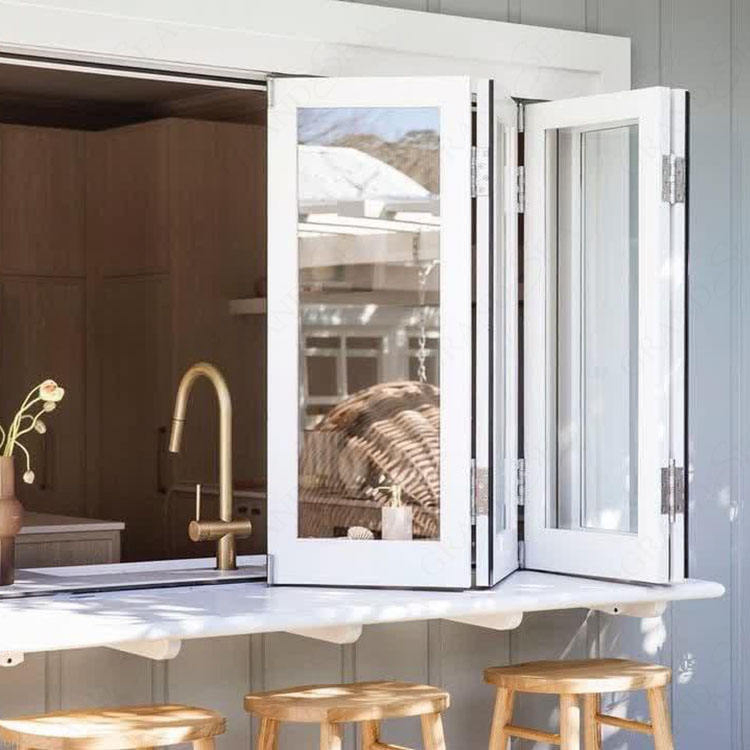 Ventana de cocina plegable bi-deslizante de balcón horizontal de aluminio estándar americano