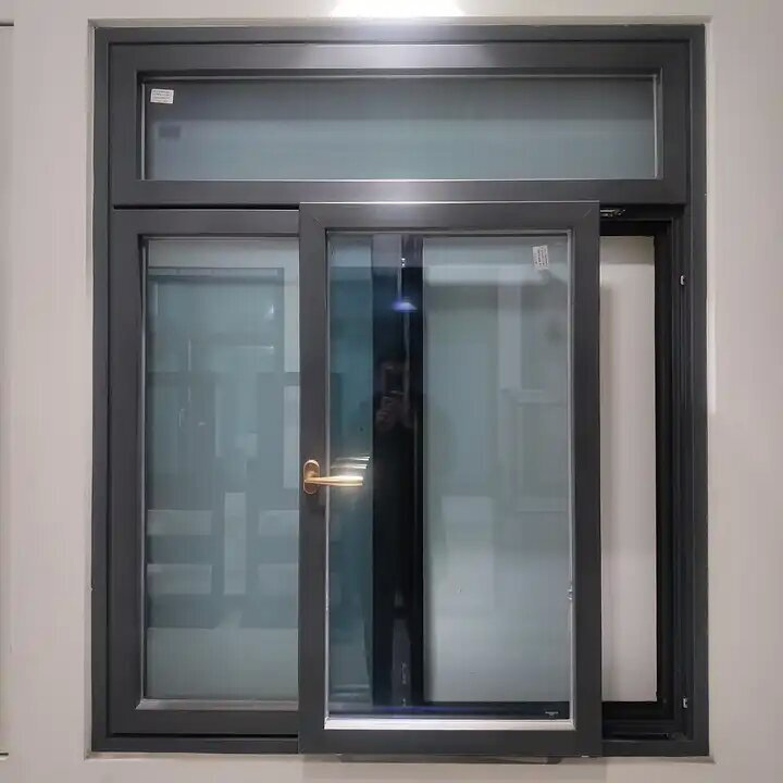 Ventanas de vidrio deslizantes de aluminio negro con marco delgado de forma especial a prueba de agua