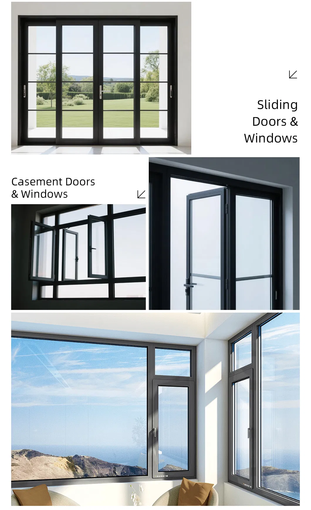 Ventana deslizante de aluminio con vidrio aislante relleno de gas argón y recubrimiento Low-E de tamaño personalizado