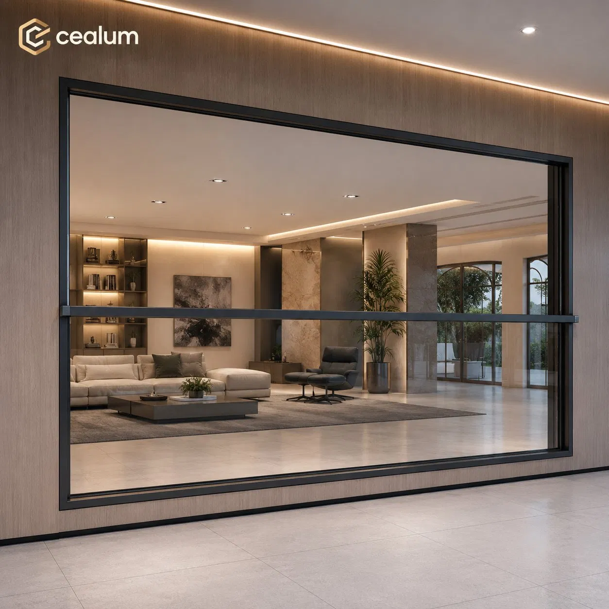 Ventana deslizante vertical de aluminio con guillotina motorizada, con ruptura térmica y doble acristalamiento, ventana inteligente