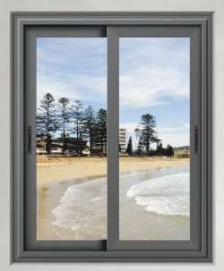 Ventana de cristal deslizante de casement horizontal y vertical de aleación de aluminio