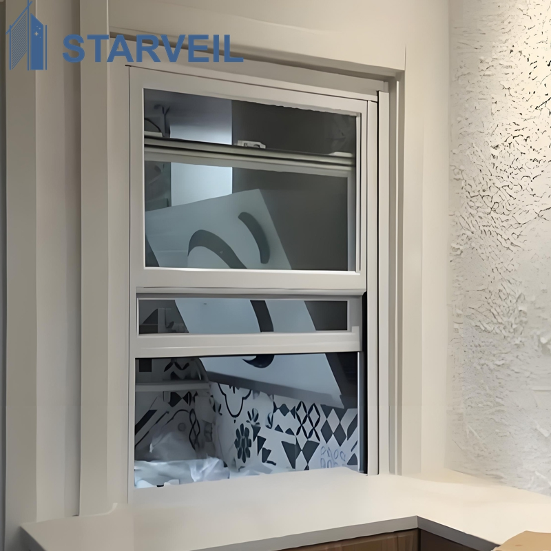 Ventana deslizante vertical de aluminio residencial con motor silencioso y rendimiento de elevación suave