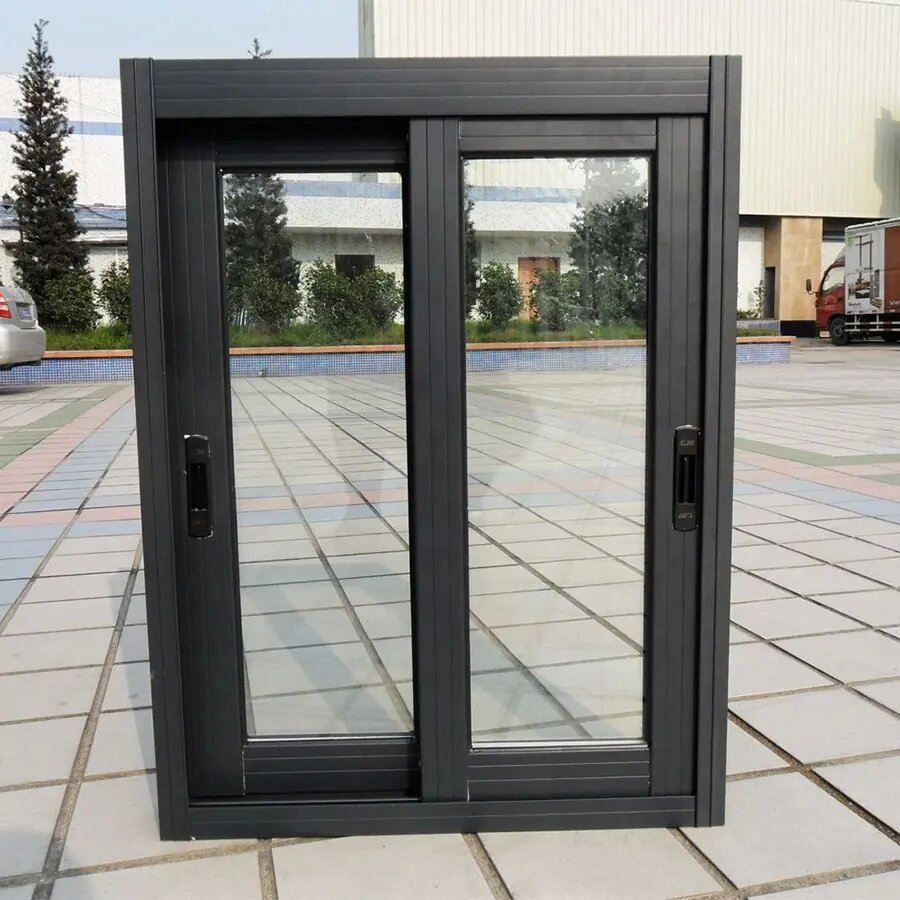 Ventana corrediza de aluminio a prueba de huracanes con vidrio doble resistente al impacto