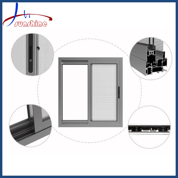 Ventana deslizante de aluminio comercial a prueba de viento con vidrio resistente OEM