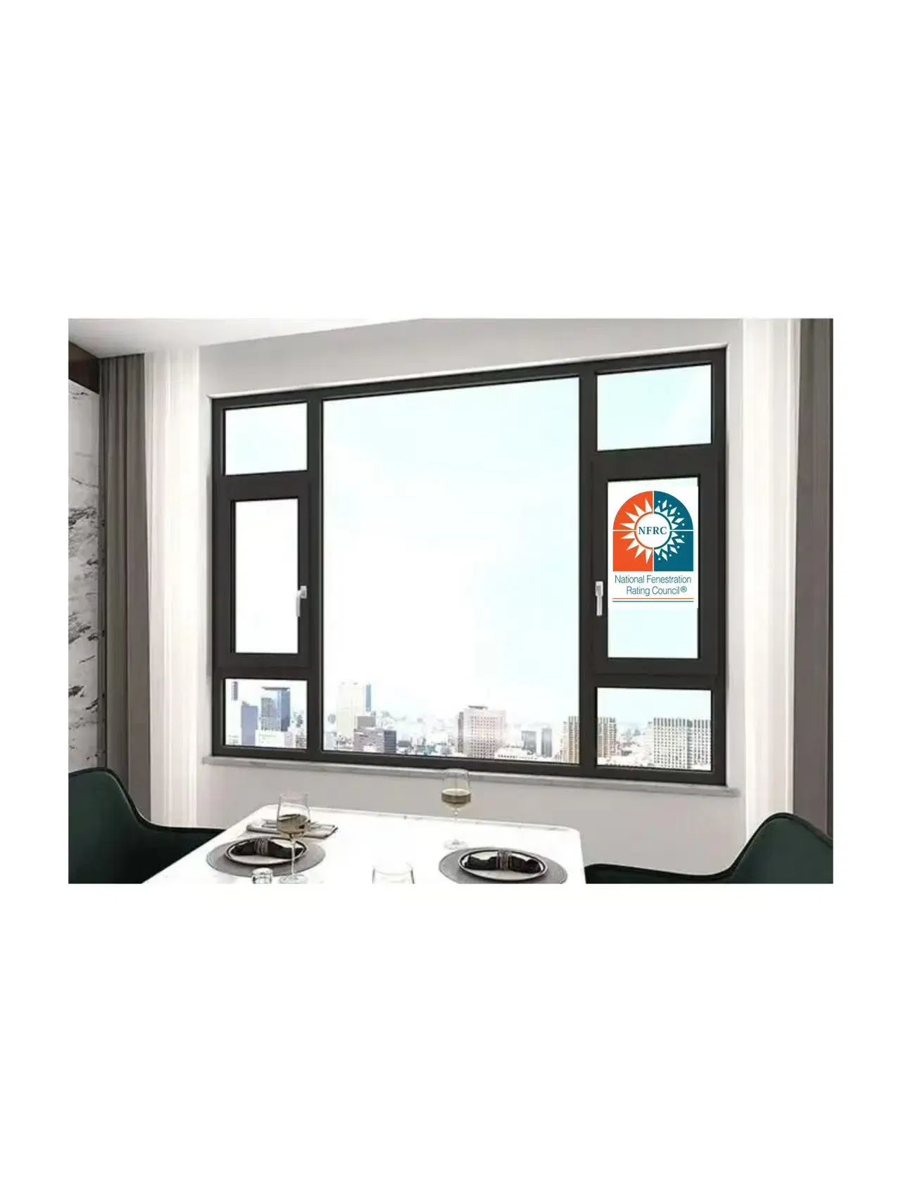 Ventana y Puerta de Aluminio Casement Deslizante / Abatible con Ruptura Térmica U-Vales0.2 en Diseño Moderno