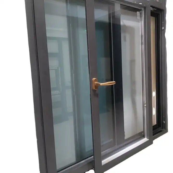 Ventanas de vidrio deslizantes de aluminio negro con marco delgado de forma especial a prueba de agua