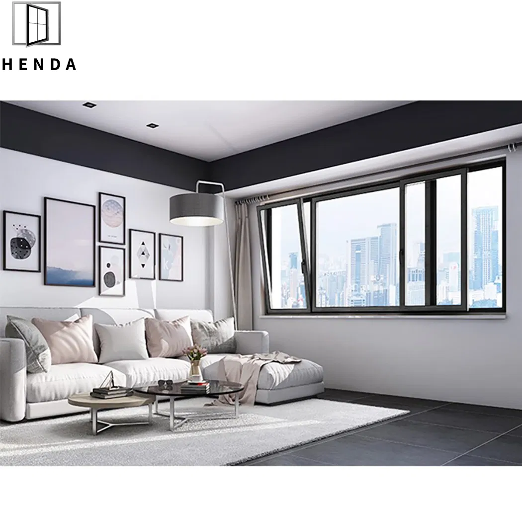 2022 Ventana deslizante de balcón de vidrio esmerilado a prueba de sonido color champán con marco de aluminio de doble acristalamiento