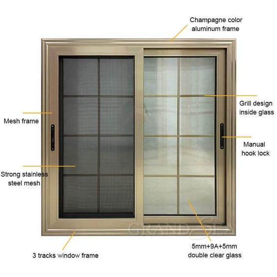 Perfil de aluminio eficiente en energía de Cbmmart, vidrio aislante de baja emisividad, ventana corrediza de vidrio