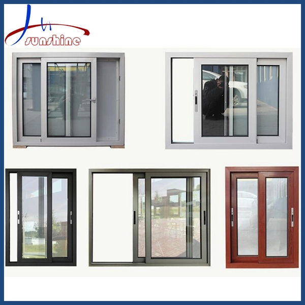 Ventana deslizante de aluminio comercial a prueba de viento con vidrio resistente OEM