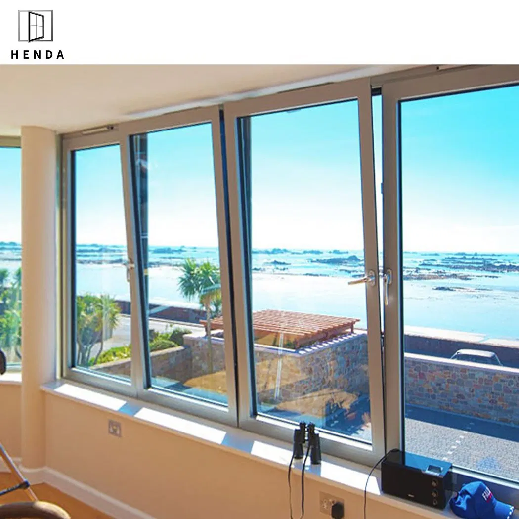 Impacto de huracán diseño de fábrica de parrillas puertas y ventanas ruptura térmica aluminio/PVC/UPVC toldo deslizante plegable ventana de guillotina de vidrio