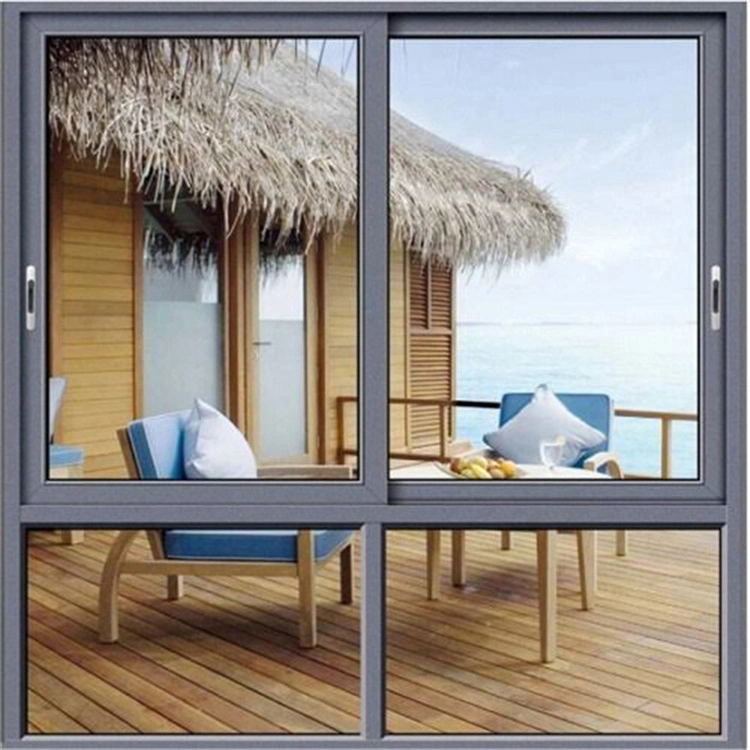 Ventana deslizante de aluminio grande ventana deslizante negra con malla