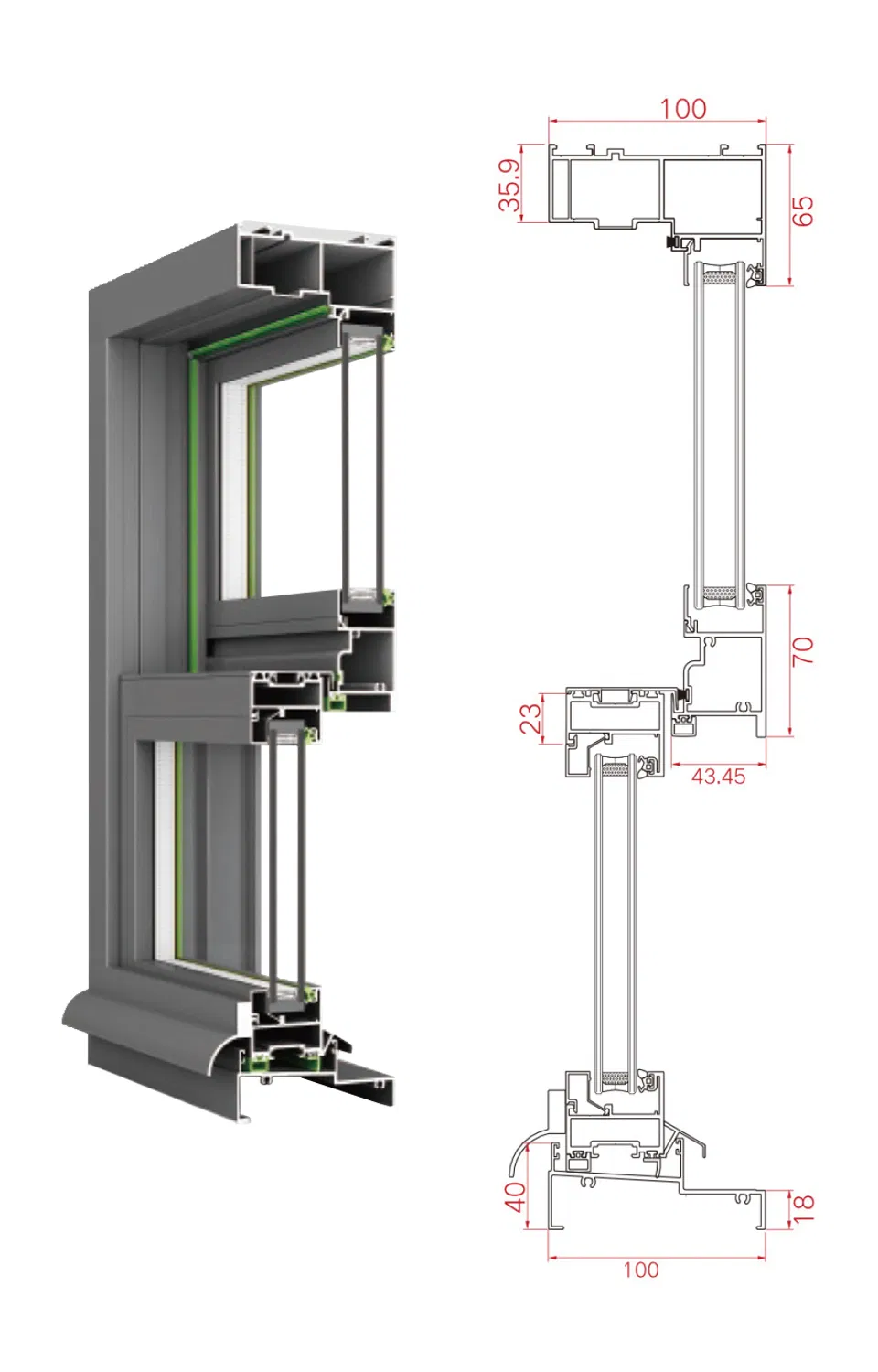 Ventana deslizante vertical resistente a huracanes de aluminio negro personalizado para apartamentos con cristal templado y reducción de ruido