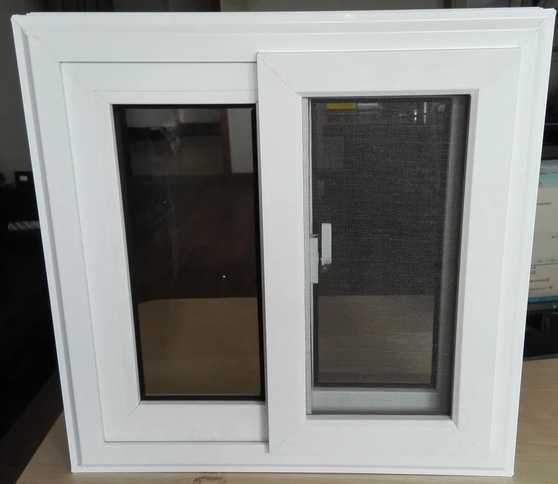 Ventana de vidrio deslizante de PVC vinílico de la serie 80 personalizada de fábrica a bajo precio para América del Sur y África con mosquitera