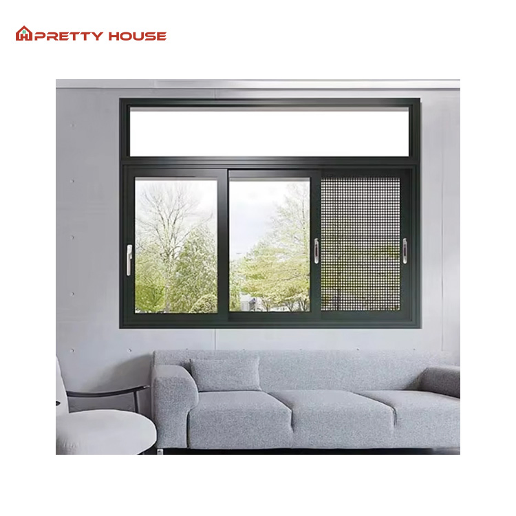 Ventana de vidrio deslizante de aluminio de diseño personalizado con diseño de reja