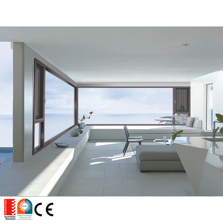 Estándar Australiano Precio Razonable Diseño Moderno Ventana de Doble Cristal Ventana de Aluminio Corredera Horizontal para Balcón