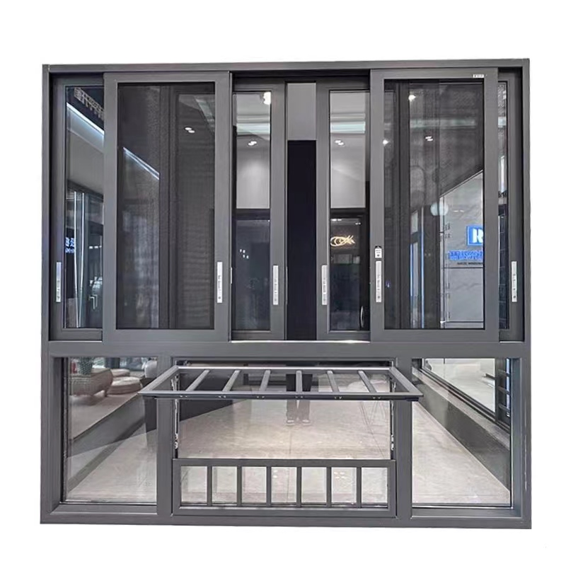 Ventana y puertas corredizas de balcón de vidrio triple con rotura térmica de aluminio y bajo emisivo
