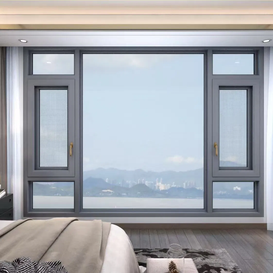 Ventanas deslizantes de seguridad para balcones con vidrio templado y marco de aluminio, con ventana antirrobo