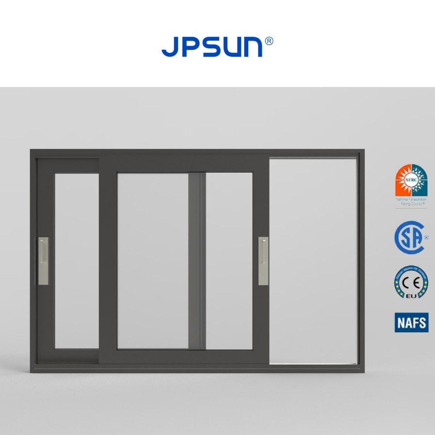 Ventana deslizante de aluminio con grandes paneles de vidrio claro para maximizar la luz natural en las habitaciones