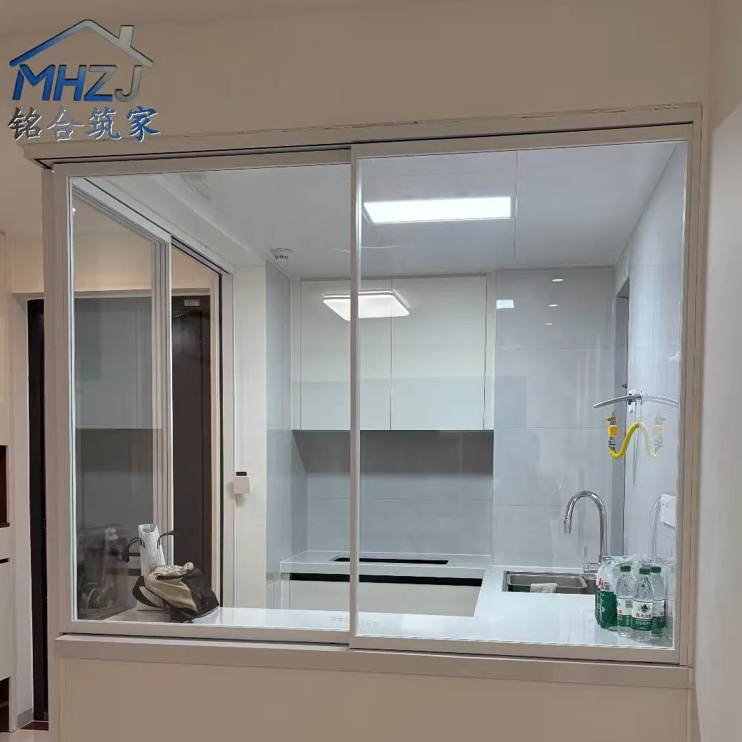Construcción de perfil de casa de vidrio doble de material plástico residencial, puertas deslizantes de vidrio doble de PVC/UPVC, ventanas de acristalamiento deslizante con lamas personalizadas