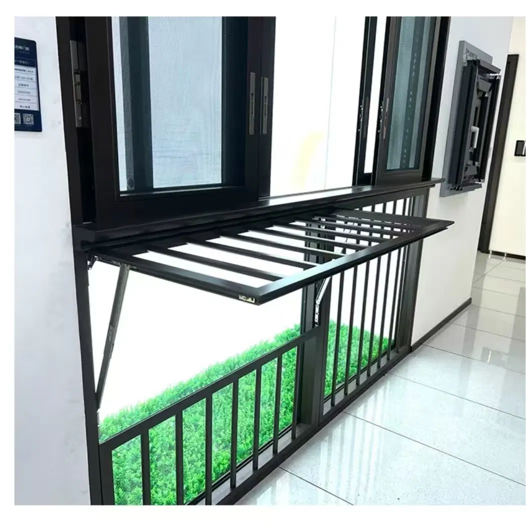 Ventana Deslizante Multifuncional con un Gran Reposabrazos y Estante para Secar Ropa