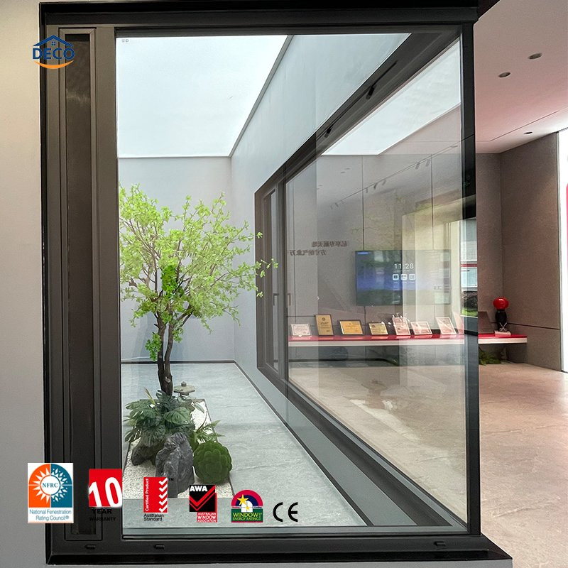 Venta Caliente Ventana de Casement de Aluminio de Marco Delgado Doble Acristalamiento Vidrio Low-E para Villa Ventana de Sash Deslizante