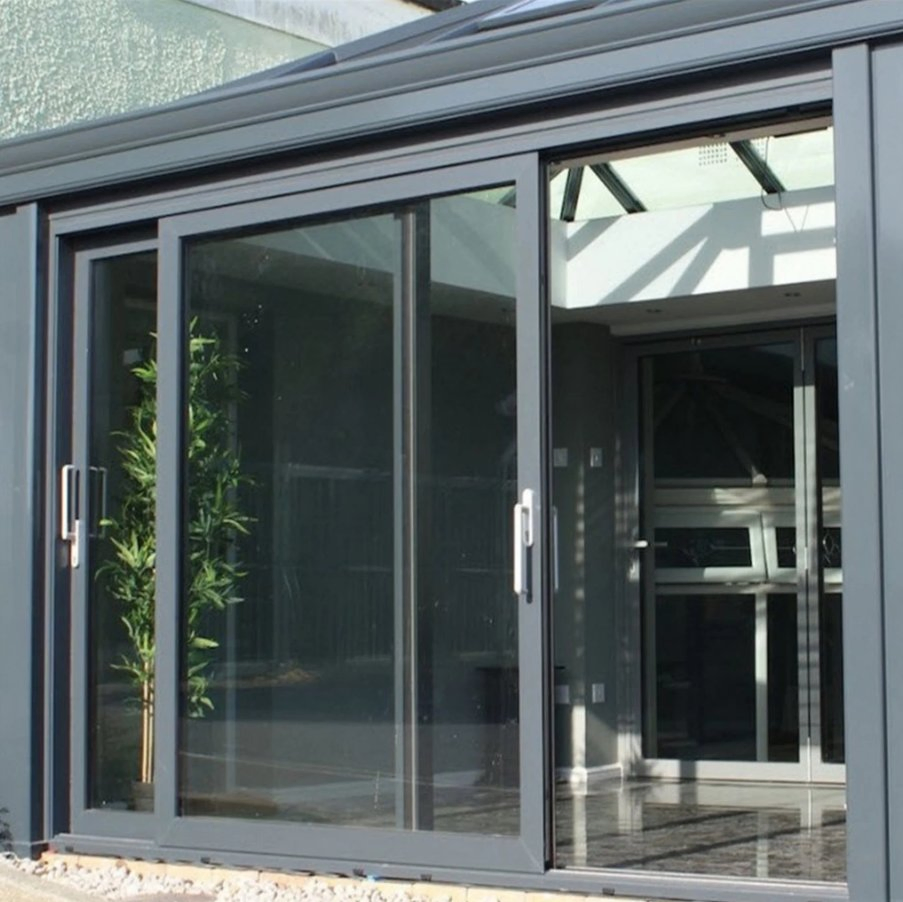Puertas correderas de balcón de aluminio con vidrio triple acristalado de baja emisividad y ruptura térmica
