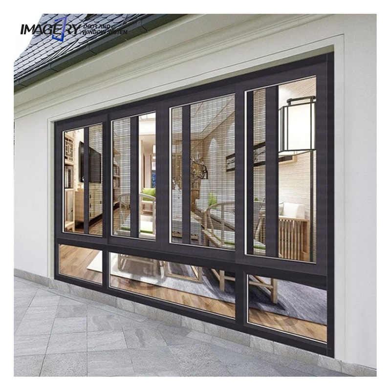 Ventanas deslizantes horizontales de aluminio para casas comerciales con reja antirrobo