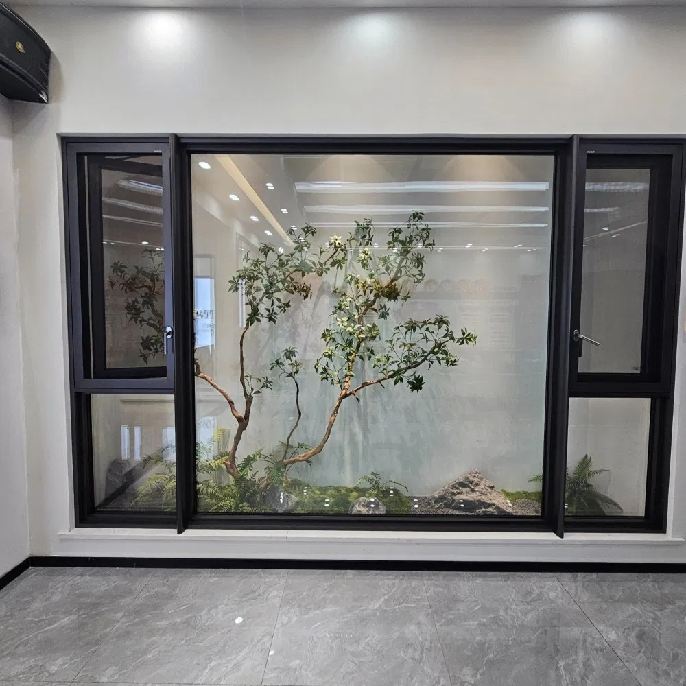 Proveedores de China personalizables, fáciles de instalar, ventana de vidrio fijo de aluminio con seguridad deslizante y de casement, templado fijo para villa y hogar
