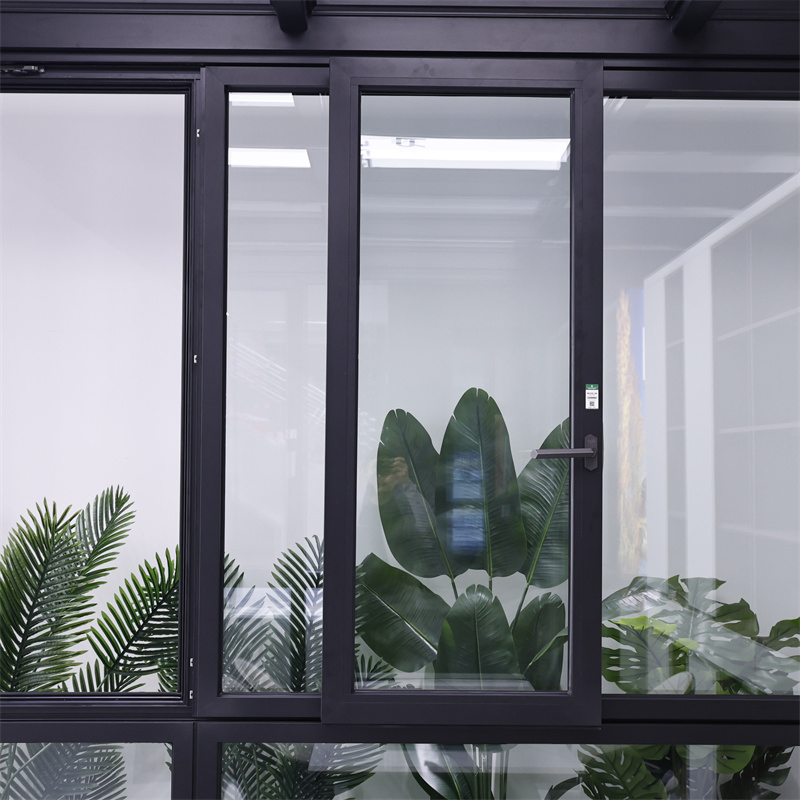 Ksps90 Ventana deslizante de aluminio horizontal con ruptura térmica, a prueba de viento y hermética de tres rieles personalizada