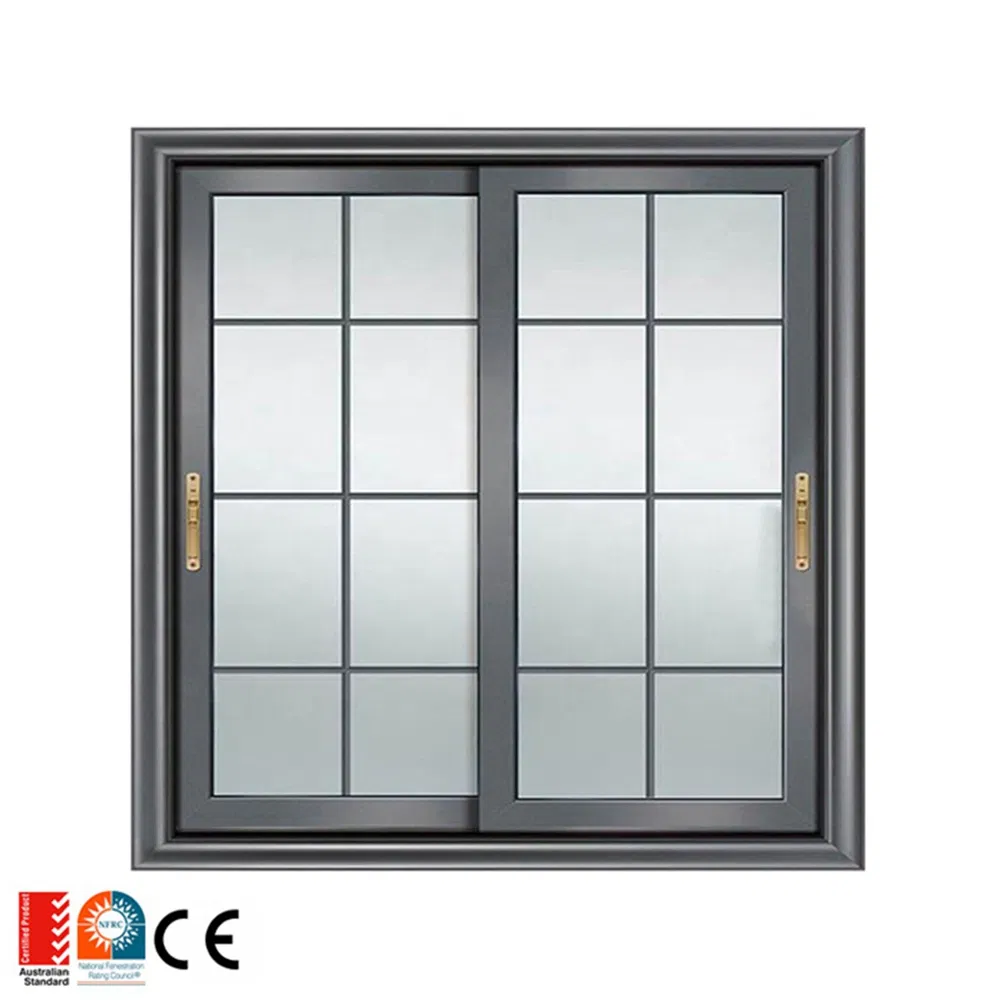Ventanas de vidrio deslizantes dobles negras de aluminio comercial modernas para porche