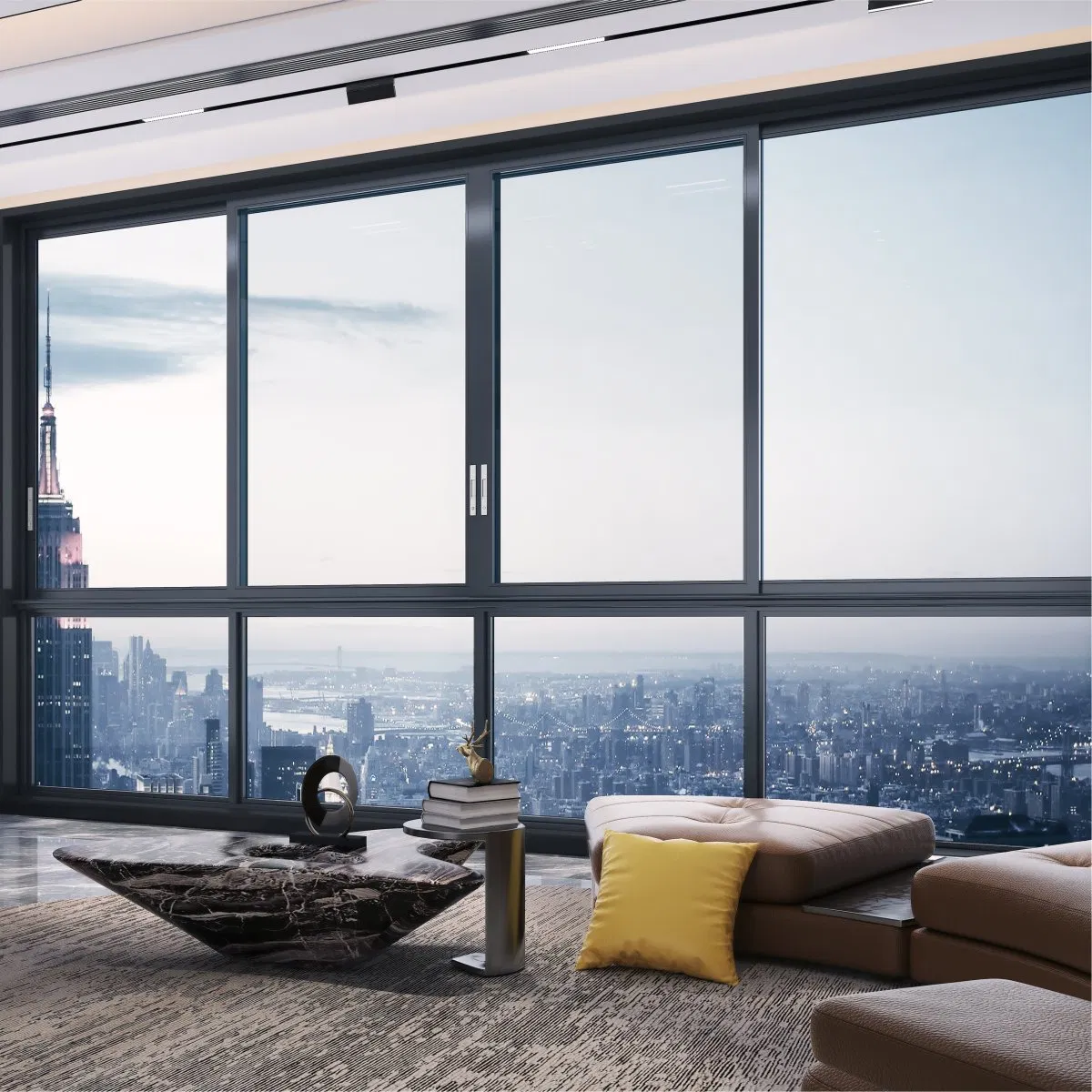 Ventanas deslizantes de vidrio de aluminio acústico de aleación de aluminio de baja emisividad