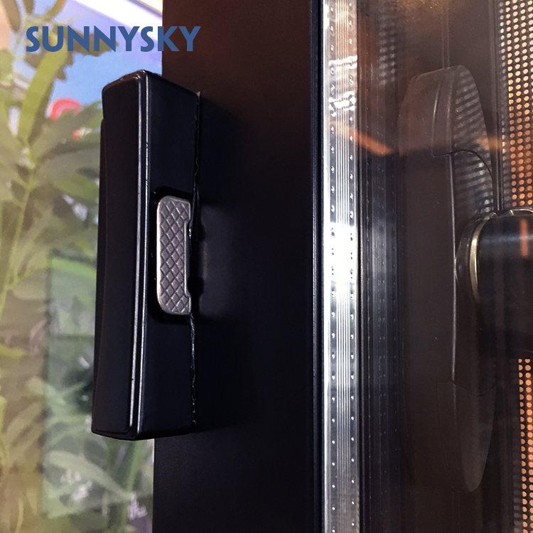 Ventana deslizante vertical de aluminio con marco estándar moderno de EE. UU. a precio económico, con vidrio de doble panel y ruedas