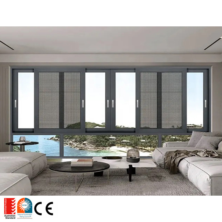Ventanas y puertas corredizas de vidrio de aluminio con aislamiento térmico personalizadas, resistentes a huracanes