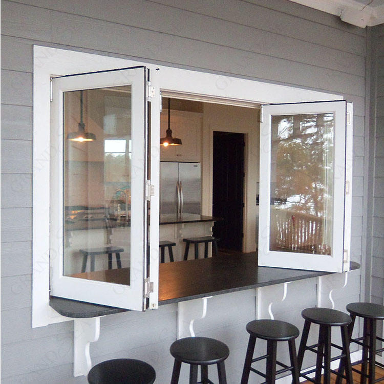 Ventana de cocina plegable bi-deslizante de balcón horizontal de aluminio estándar americano