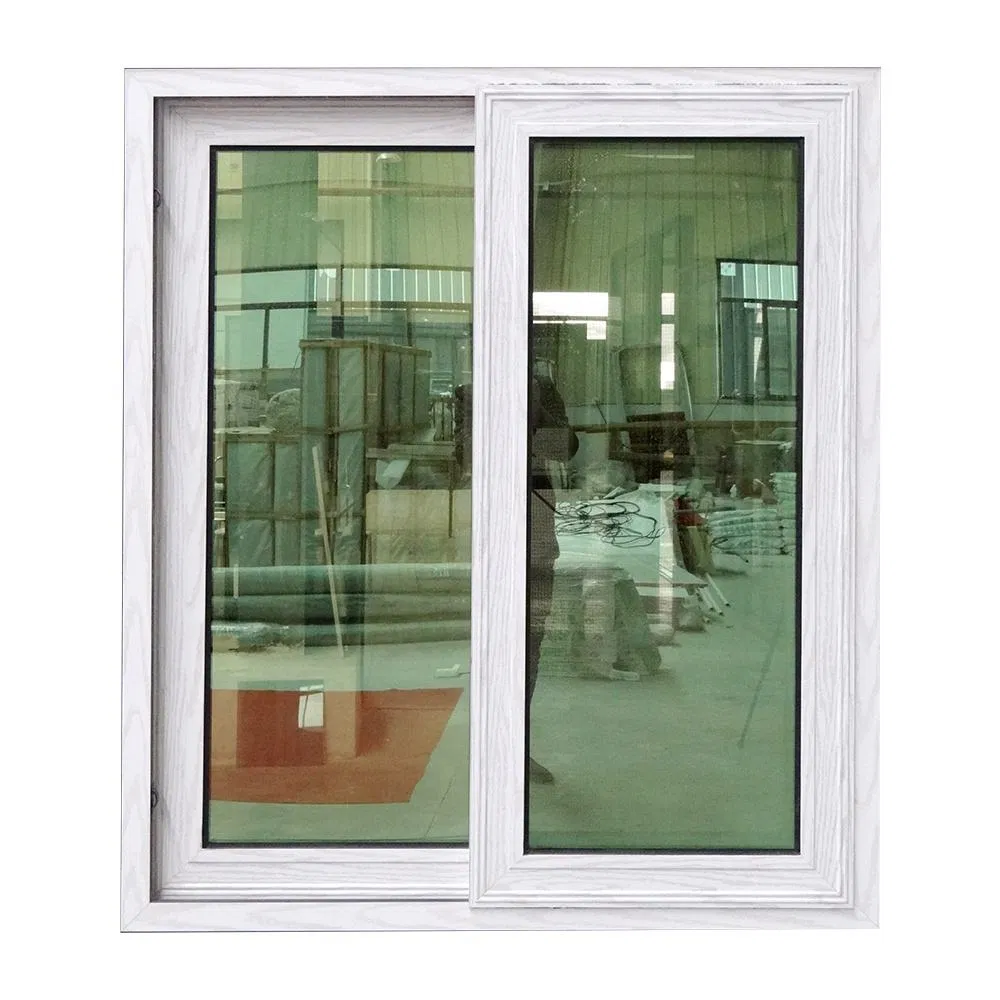 Ventana deslizante de doble cristal de aluminio color champán de alta calidad y gran tamaño