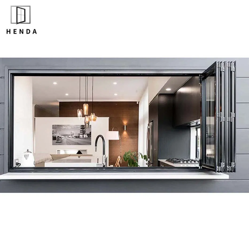 Mejor Calidad Ventana de Aluminio Plegable Ventana Corredera de Balcón Pantalla Vertical Puerta de Cristal Ventana Plegable
