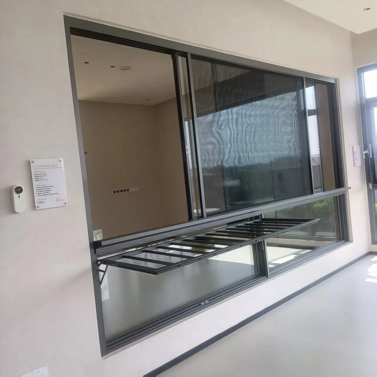 Material de construcción perfil de aluminio ventana corredera de aluminio para sala de estar balcón con tendedero