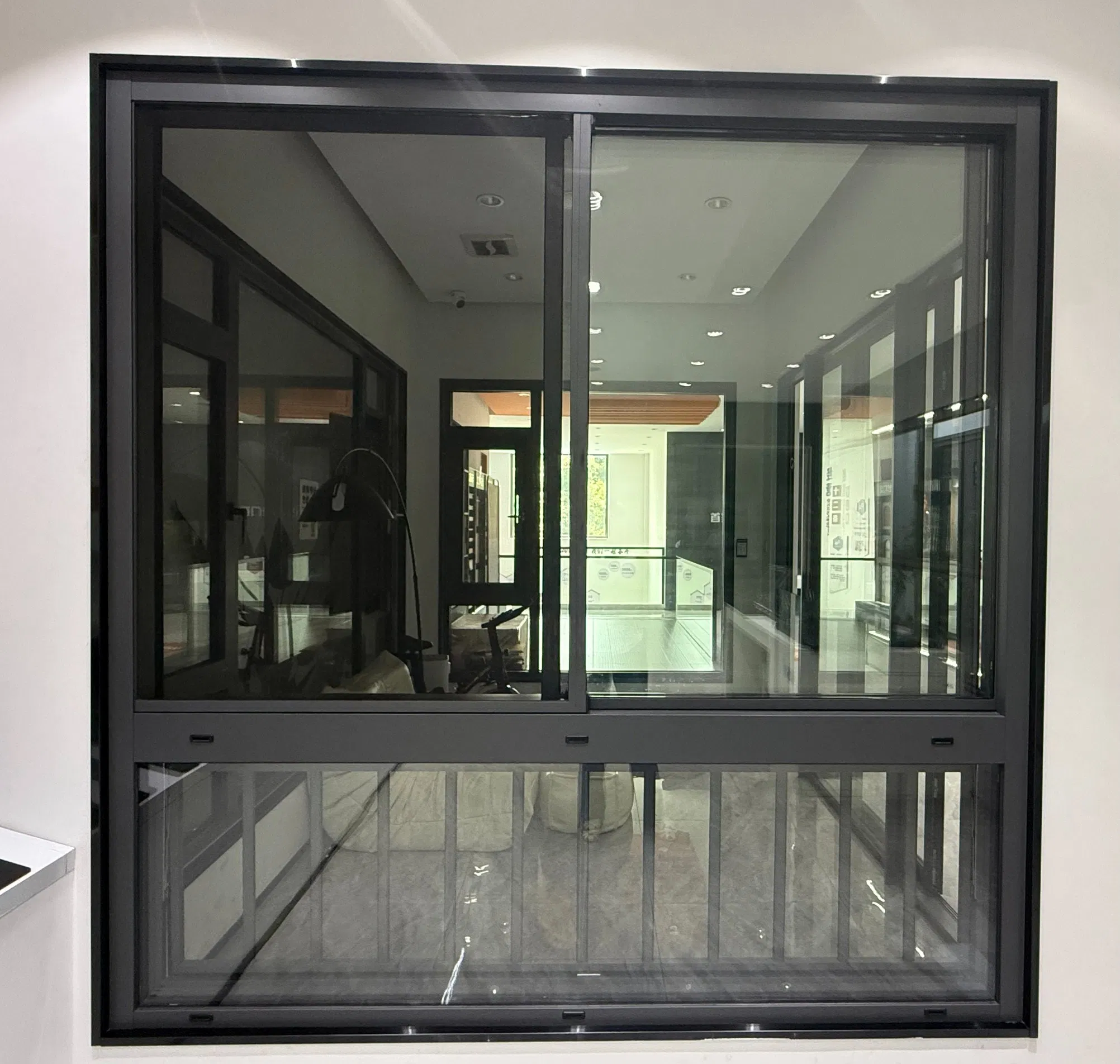 Ventana deslizante flotante de doble acristalamiento con diseño de riel invisible
