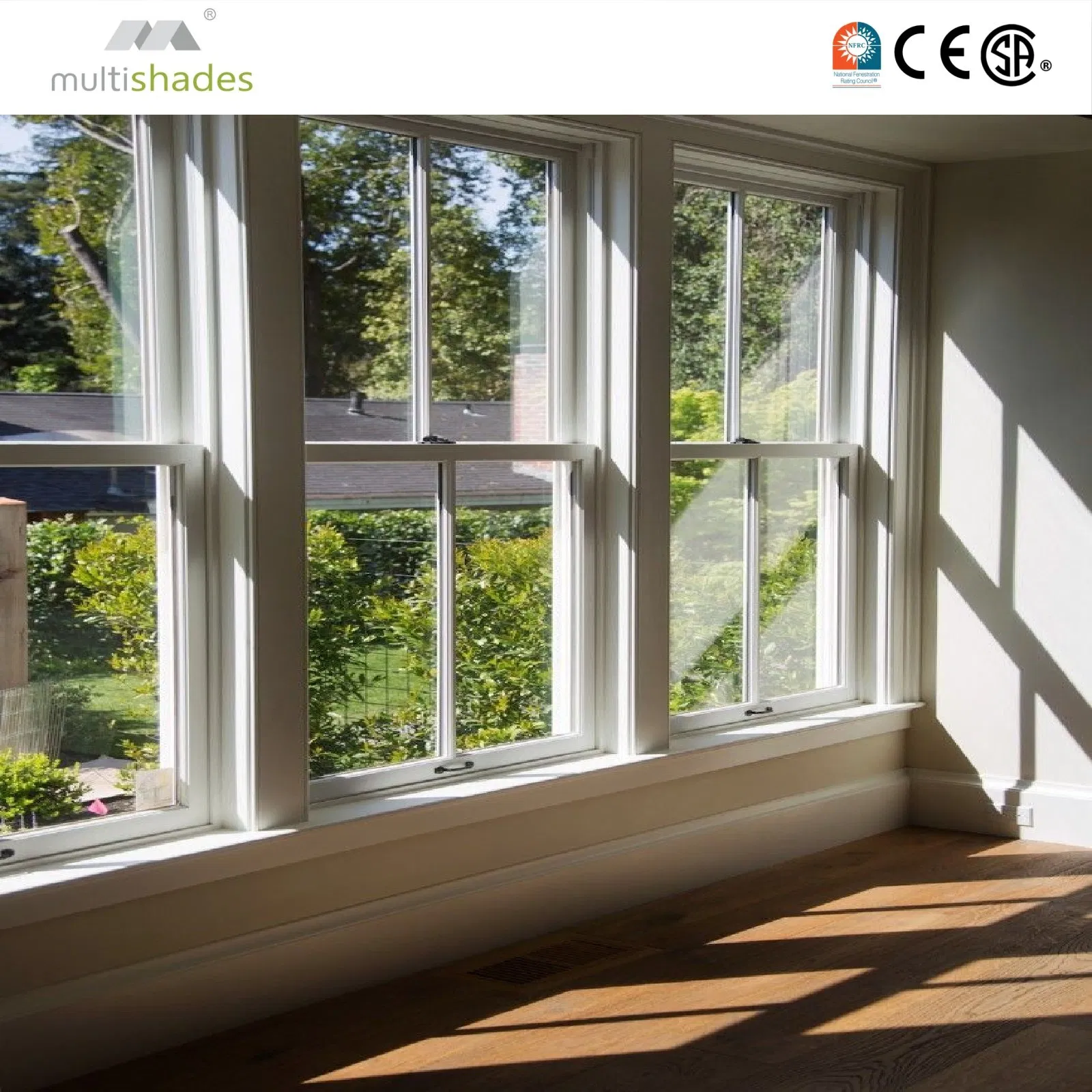 Ventana de aluminio resistente al impacto, ventana colgante a prueba de huracanes para el código de construcción de Florida, ventana deslizante