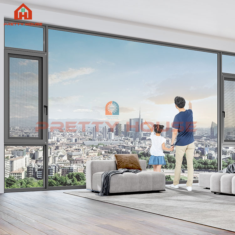 Ventana de aluminio pivotante de marco delgado a prueba de viento de América Standard
