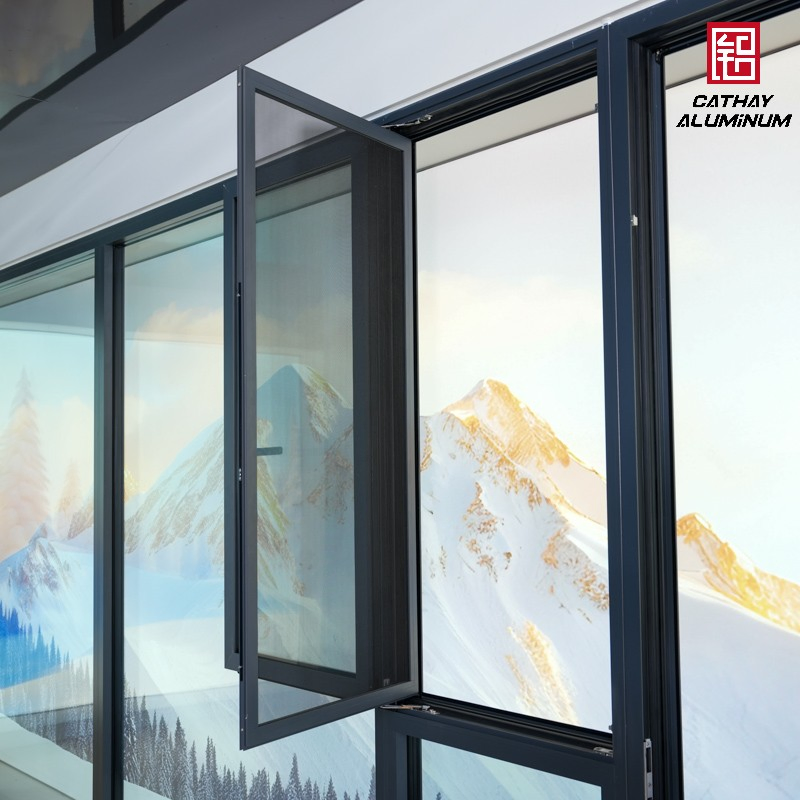 Ventana de casement deslizante de aleación de aluminio de diseño moderno personalizado