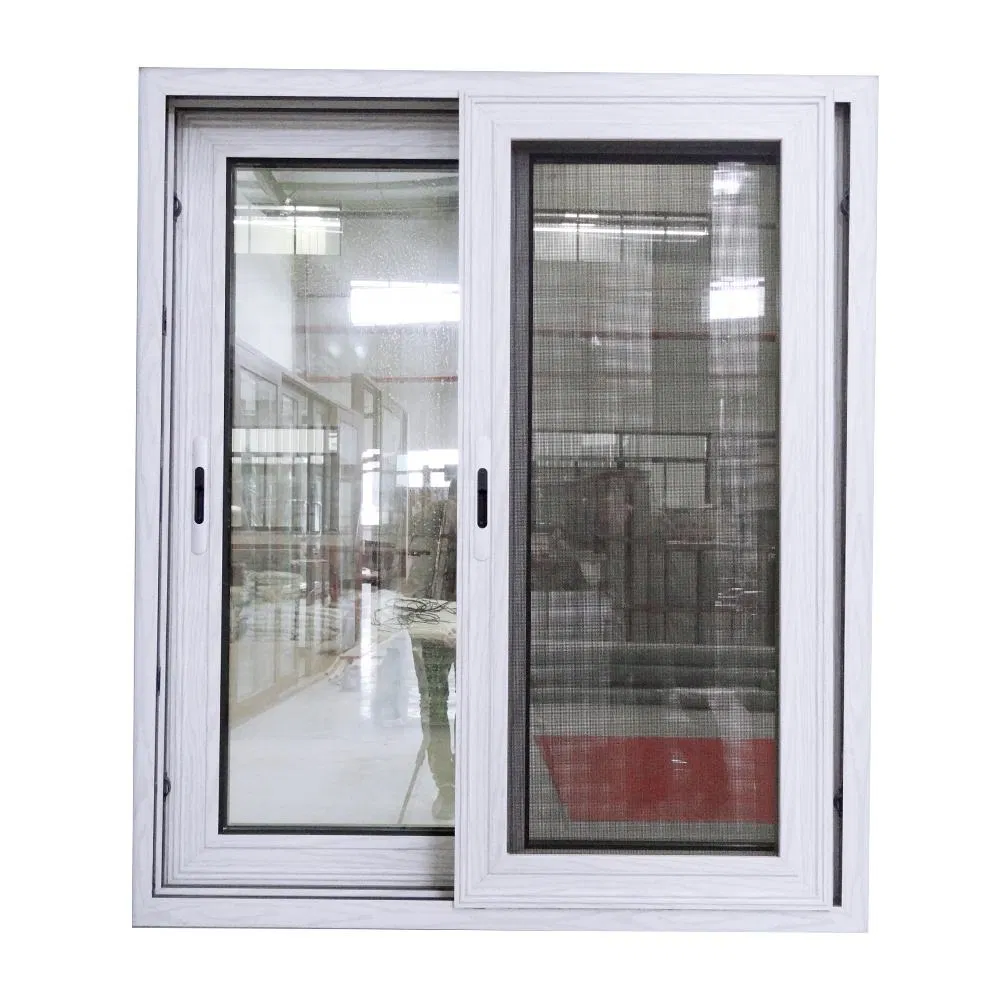 Ventana deslizante de doble cristal de aluminio color champán de alta calidad y gran tamaño