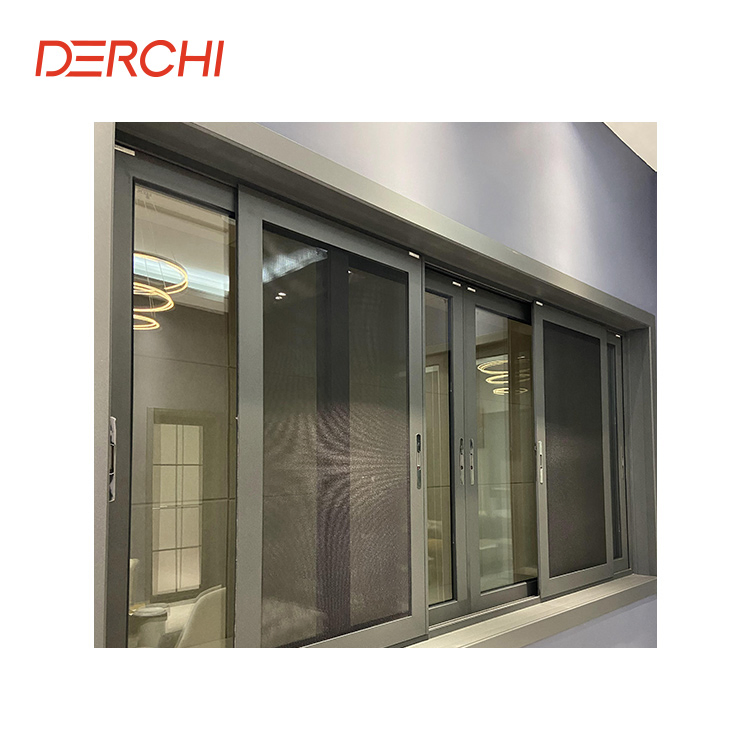 Diseño Moderno Personalizado Alta Seguridad Red Antirrobo Ventana Balcón Ventana Deslizante de Aluminio 3 Carril