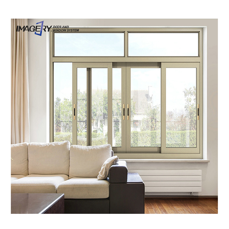 Venta al por mayor de alto rendimiento ventana deslizante de vidrio transparente de gran vista con marco de aluminio