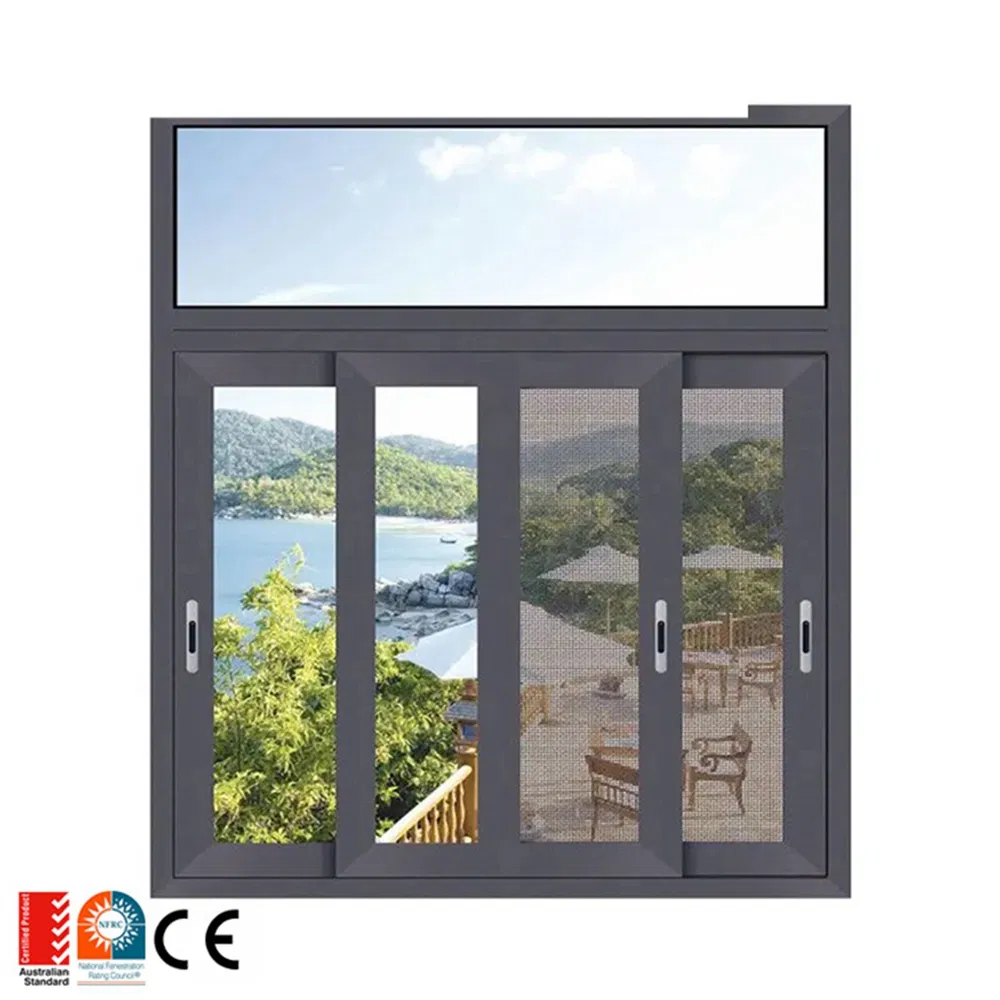 Ventanas de vidrio deslizantes dobles negras de aluminio comercial modernas para porche