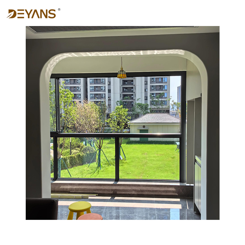 Ventanas deslizantes grandes de vidrio para oficinas modernas y eficientes en energía, ventanas de aleación de aluminio, diseño moderno de ventana deslizante